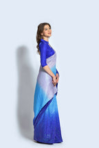 Vegaa Fashion Blue Vichitra Silk Embroidered Party Wear Saree | Grocsy