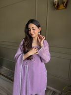 Teeya Creation Lavender Color Crunchy Silk Party Wear Salwar Suit | Grocsy
