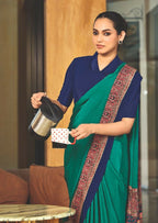 Joban Fashion Green Crepe Silk with Traditional Print Saree | Grocsy