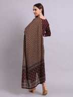 Joban Fashion Black Cotton Buti Printed & Embroidery Work Kurta With Trousers & Dupatta Set | Grocsy
