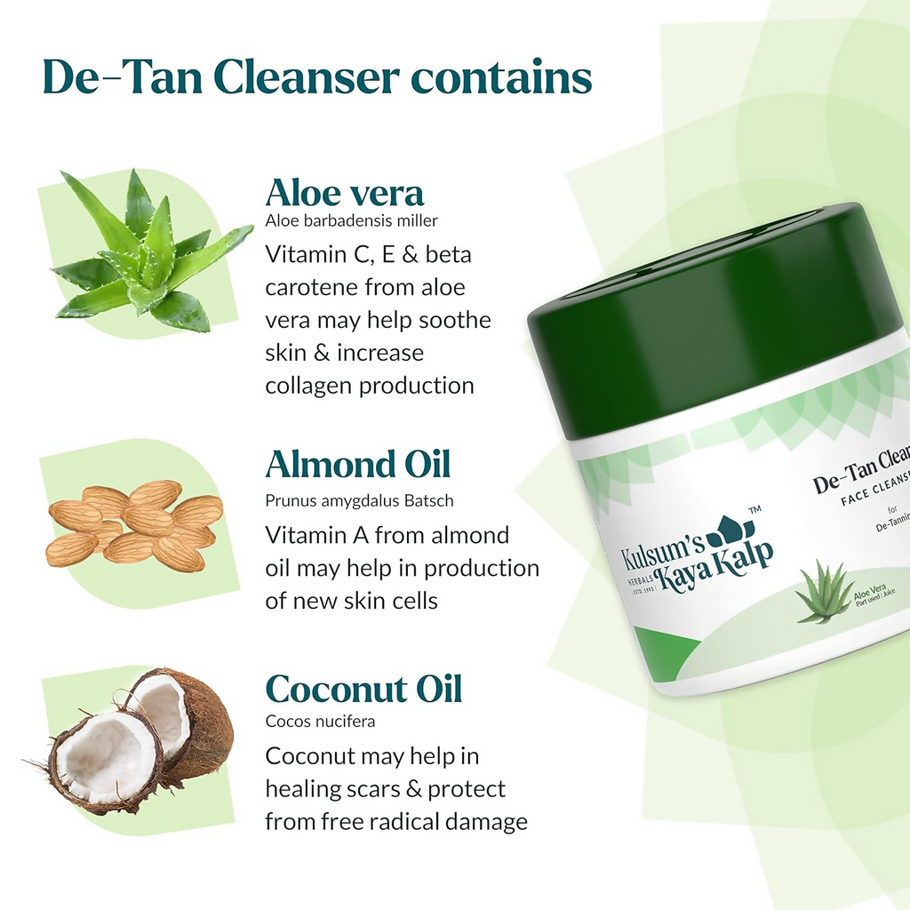 Kulsum's Kaya Kalp De-Tan Cleanser With Aloe Vera & Almond | Grocsy