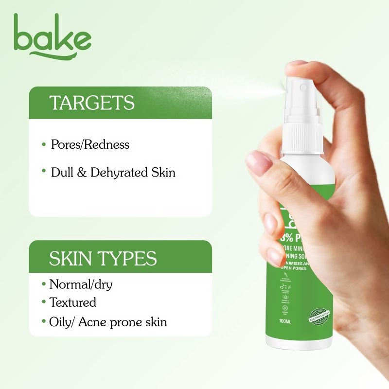 Bake 3% Pha Pore Minimising Toner With Gluconolactone & Niacinamide For Open Pores & Acne | Grocsy