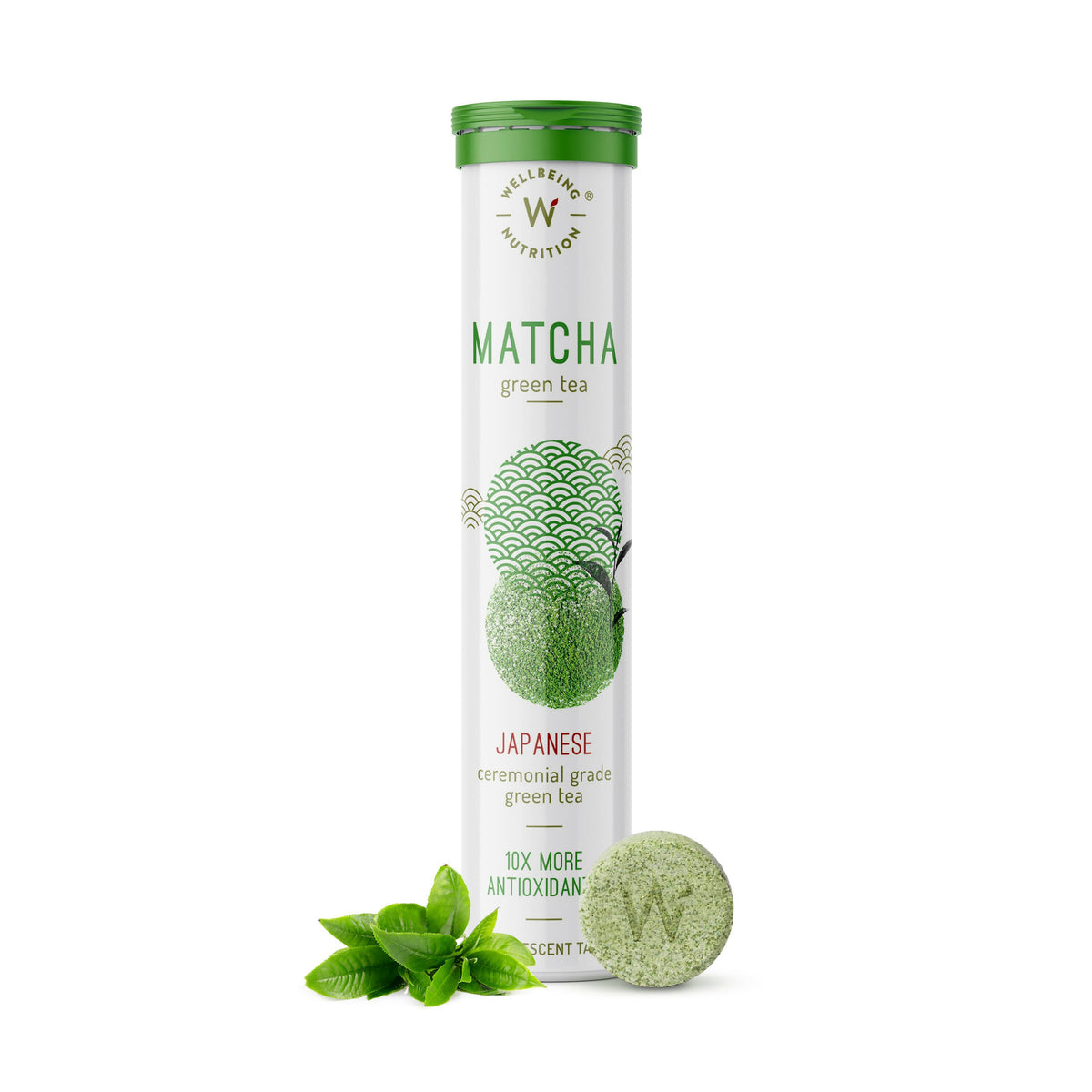 Wellbeing Nutrition Japanese Ceremonial Matcha Green Tea Effervescent Tablets | Grocsy
