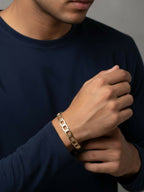 NVR Men's Rose Gold Plated Cuff Bracelet | Grocsy