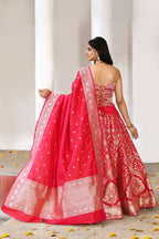 Joban Fashion Fuchsia Soft Pure Handloom Banarasi Silk Lehenga | Grocsy