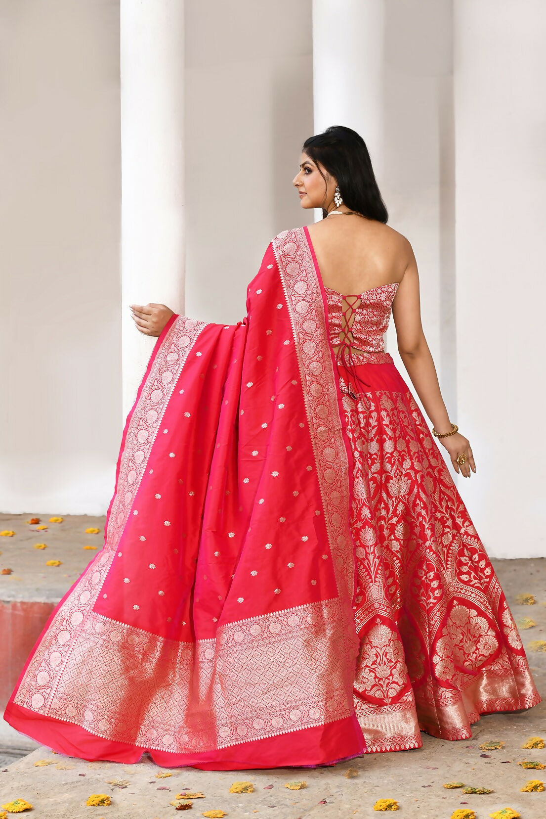 Joban Fashion Fuchsia Soft Pure Handloom Banarasi Silk Lehenga | Grocsy