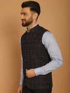 Even Apparels Pure Wool Nehru Jacket - Black | Grocsy