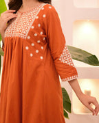 The52 Women's Beautiful Viscose Rayon Fabric Thread Work Flared Kurta Pant Set | Grocsy