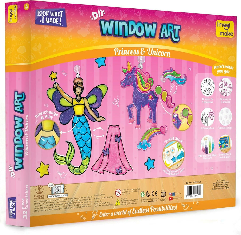 Imagimake Window Art Princess & Unicorn Suncatcher Kit Unicorn Toys for Girls Age 5-8 Craft Kits | Grocsy