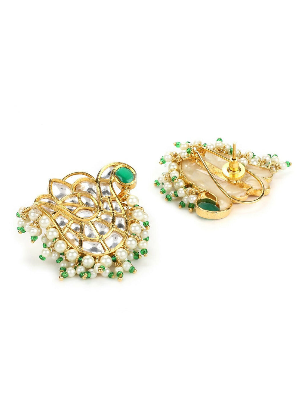 Oversized Kundan Studs with Meenakari- Ruby Raang