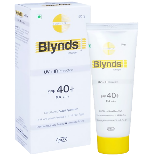 Intas Blynds Emulgel Sunscreen with UV+IR Protection SPF 40+ PA+++ & Water-Resistant | Grocsy
