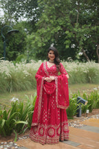 Vastranavya Designer Heavy Sequins & Thread Embroidered work Lehenga Choli - Red | Grocsy