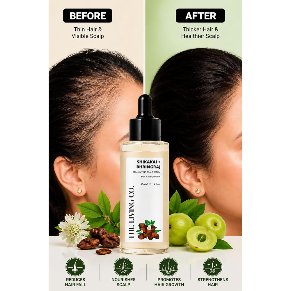 THE LIVING CO. Shikakai + Bhringraj Stimulating Scalp Serum | Grocsy