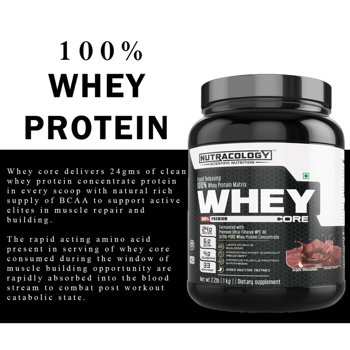Nutracology Whey Core Whey Protein For Muscle Strength & Stamina | Grocsy