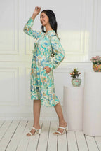 Myshka Women Multi Abstract Rayon A-Line V-Neck Dress | Grocsy