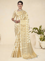 Cream Viscose Weaving Designer Saree - Vandini | Grocsy