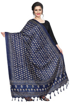Vamika Navy Blue Printed Khadi Bhagalpuri Latest Dupatta | Grocsy