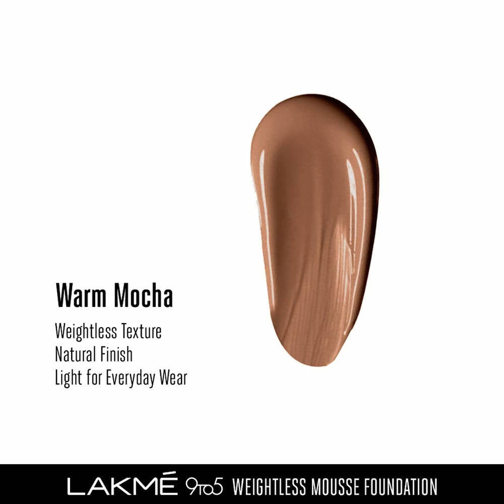 Lakme 9To5 Weightless Mousse Foundation - Warm Mocha | Grocsy