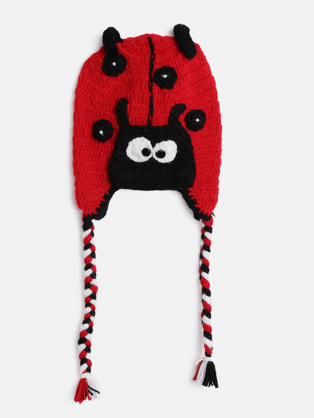 Chutput Kids Woollen Hand Knitted Bug Detail Cap - Red | Grocsy