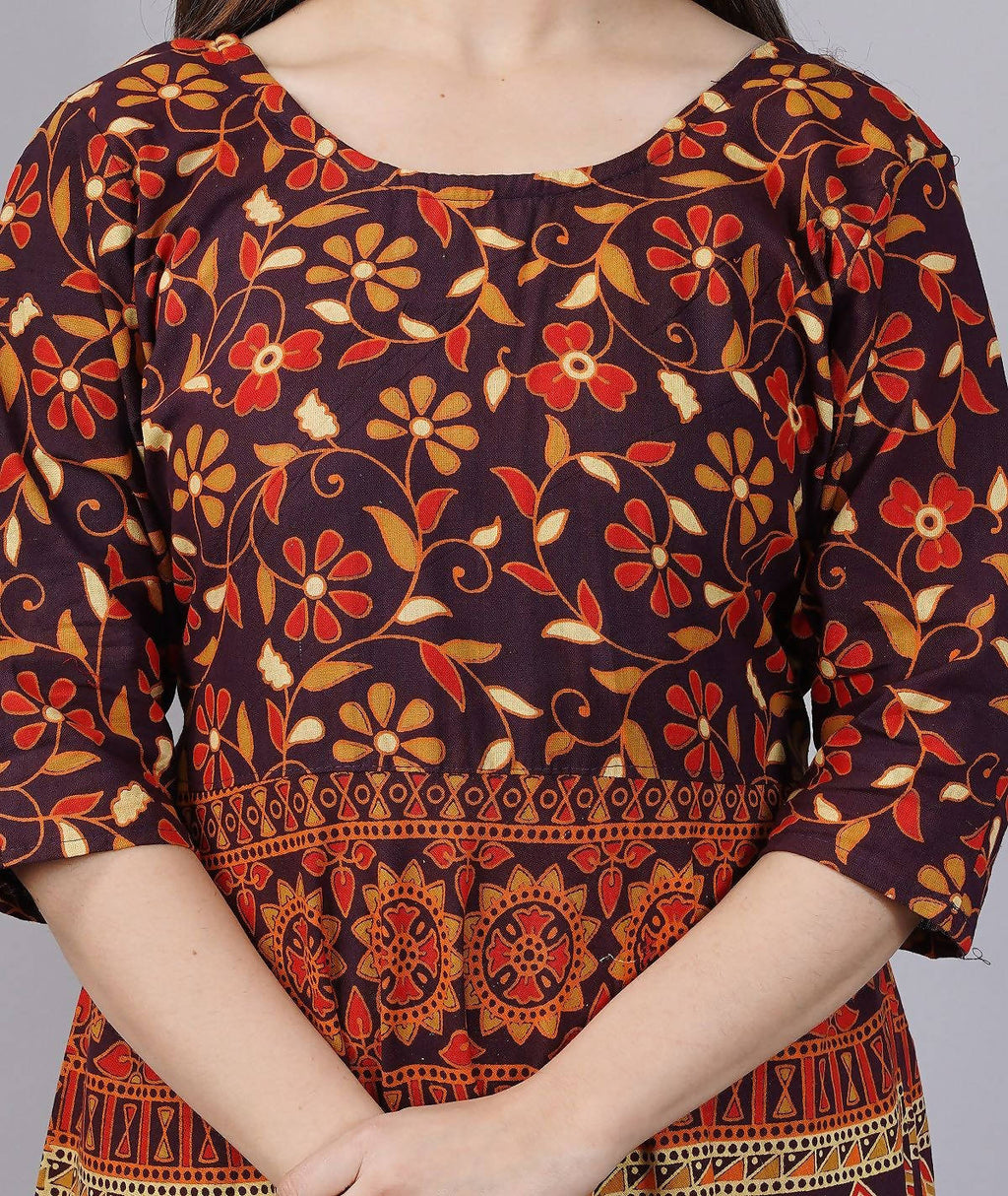 Vamika Multicolor Cotton Printed Party/Casual Wear Kurti (GAM23K) | Grocsy