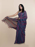 Suta Women Navy Blue Pure Cotton Handloom Saree | Grocsy
