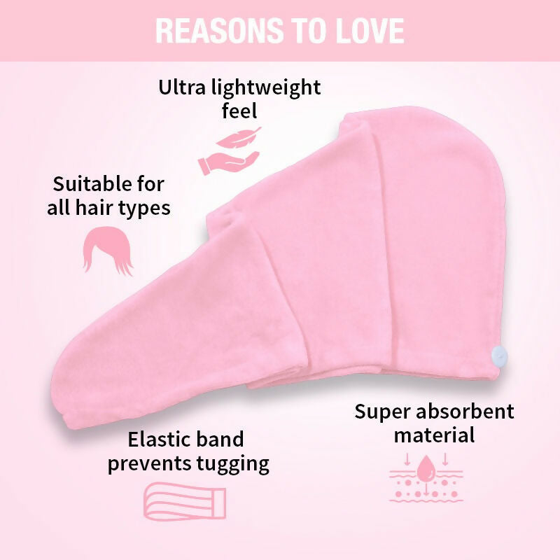 Nykaa Naturals Microfiber Hair Wrap for Frizz Free & Shiny Hair - Pink | Grocsy