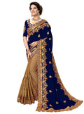 Panash Trends Women's Blue Silk Heavy Embroidery Saree | Grocsy