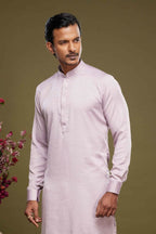 Raivat Ethnic Art Banarasi Silk Thread Work Kurta Pajama In Onion Pink Colour | Grocsy