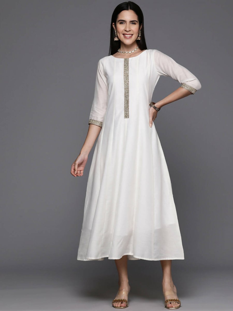 Ahalyaa Women's Traditional wear Ethnic Dress - Off White | Grocsy