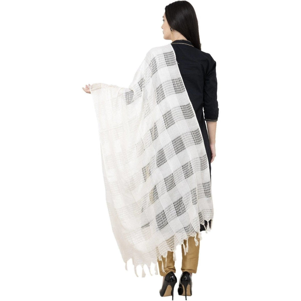 A R Silk Window Square Regular Dupatta Color White Dupatta or Chunni | Grocsy