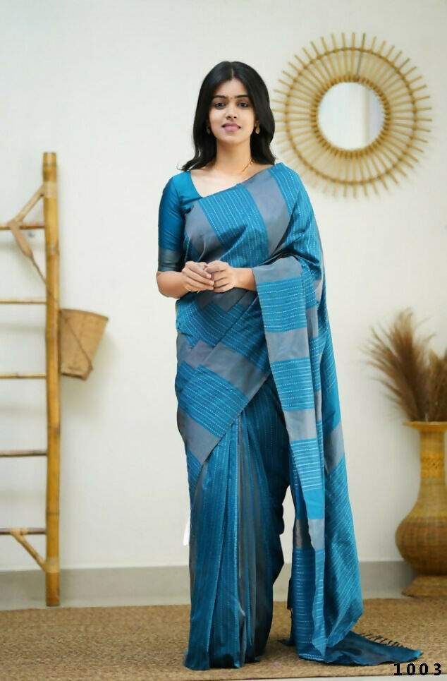 Partywear Designer Sky blue Banarasi Silk Fancy Saree - Starwalk | Grocsy