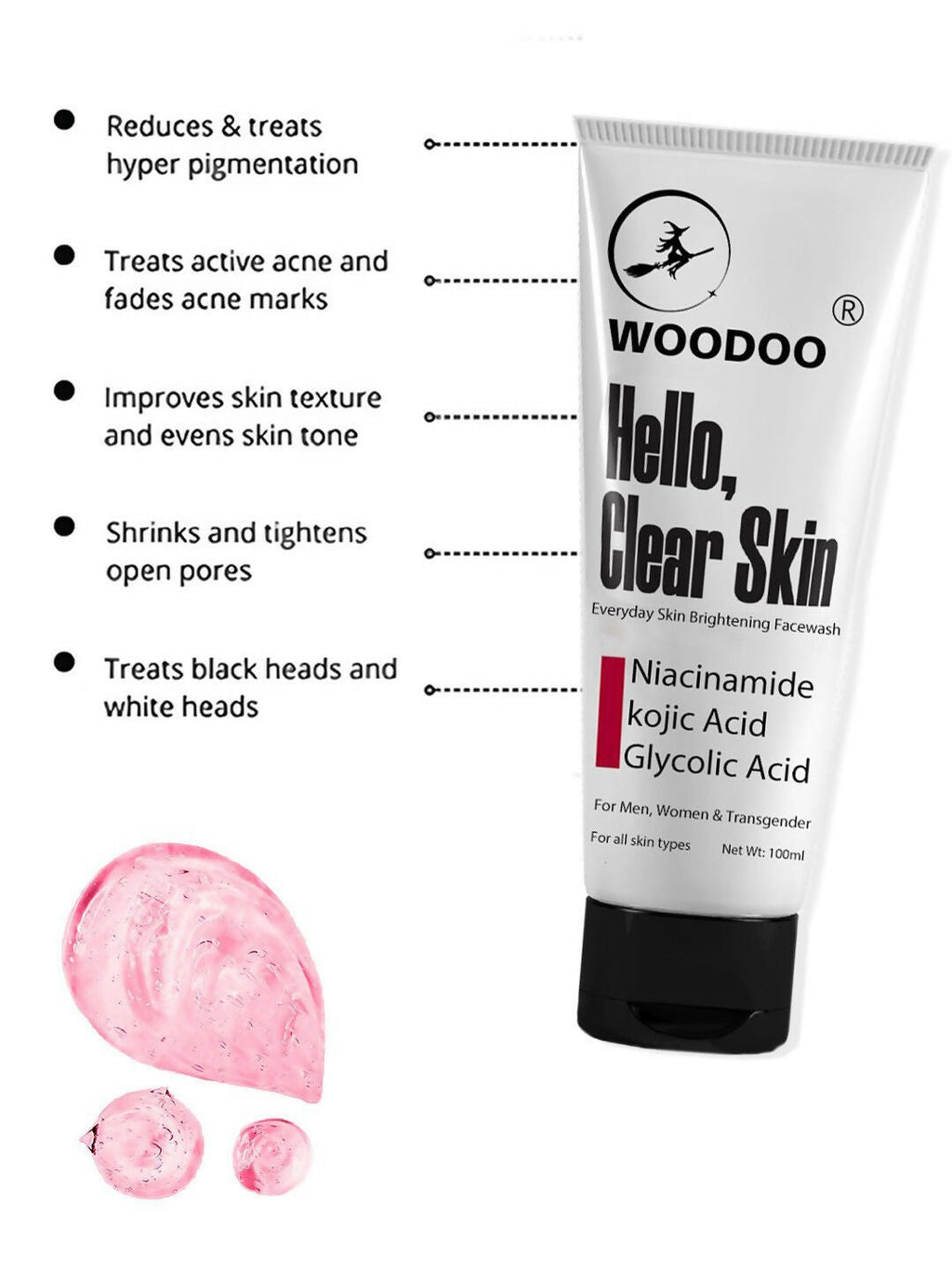 Woodoo Hello Clear Skin Everyday Skin Brightening Face Wash With Niacinamide | Grocsy