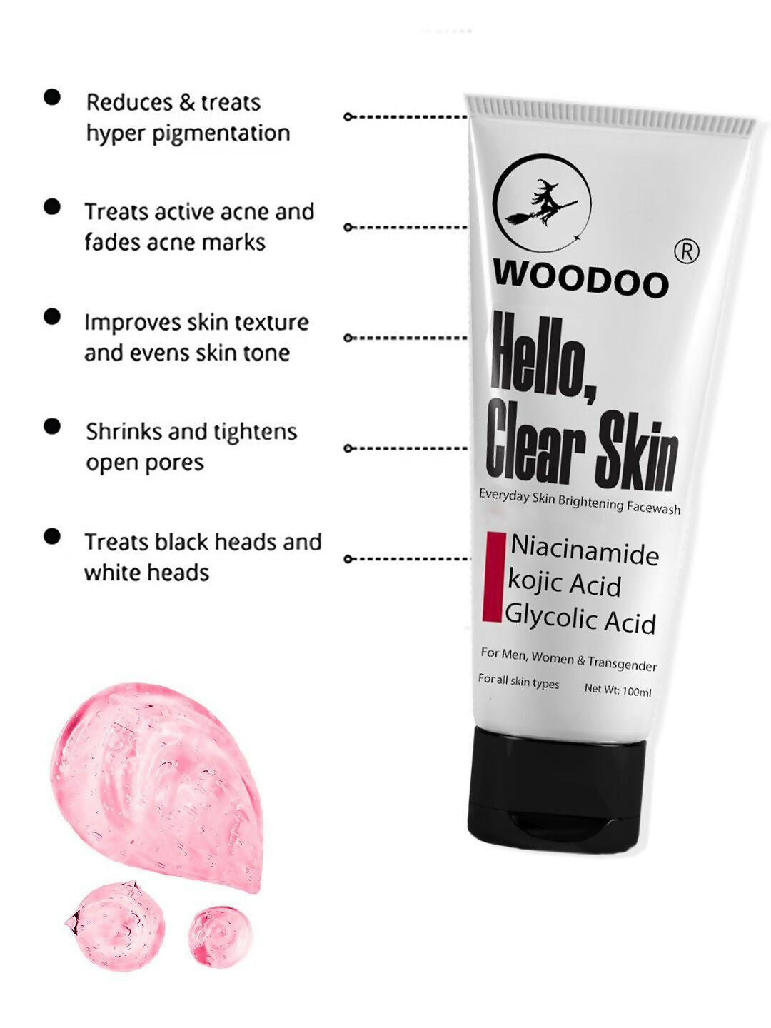 Woodoo Hello Clear Skin Everyday Skin Brightening Face Wash With Niacinamide | Grocsy