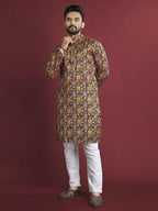 Anaita Multicolour Printed Pure Silk Straight Kurta | Grocsy