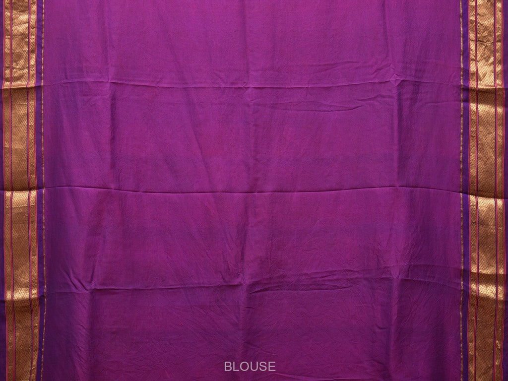 Rust and Purple Kalamkari Hand Painted Paithani Silk Handloom Saree with Village Theme Design - Global Threads | Grocsy