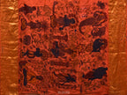 Rust Kalamkari Hand Painted Kanchipuram Silk Handloom Saree with Dashavatar Design - Global Threads | Grocsy