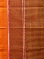 Rust Narayanpet Cotton Handloom Saree with Strips Design No Blouse - Global Threads | Grocsy