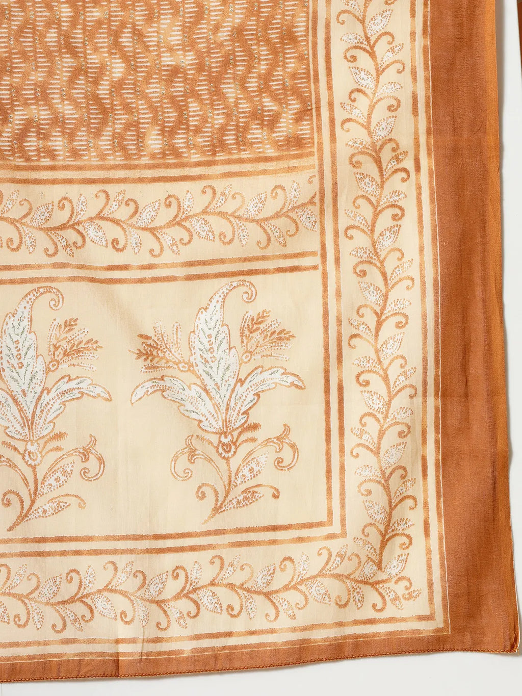 Yufta Rust Pure Cotton PaisleyThread Work Kurta Dupatta Pant Set | Grocsy