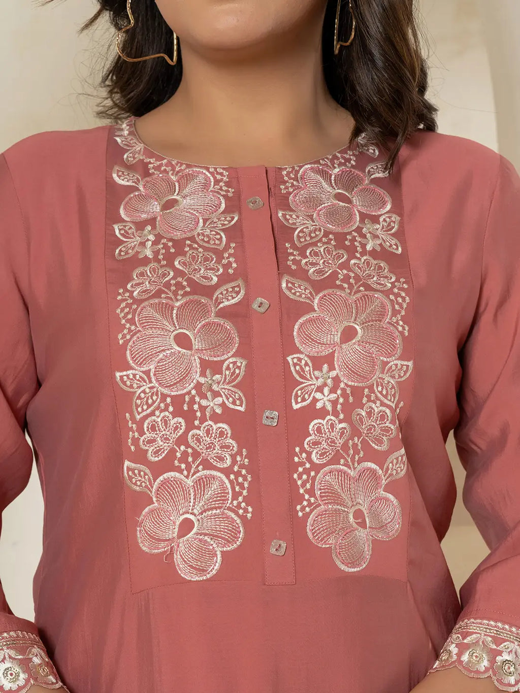 Yufta Rust Thread_Work Shirt And Trouser Silk Blend Co-Ord Set | Grocsy