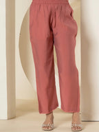 Yufta Rust Thread_Work Shirt And Trouser Silk Blend Co-Ord Set | Grocsy