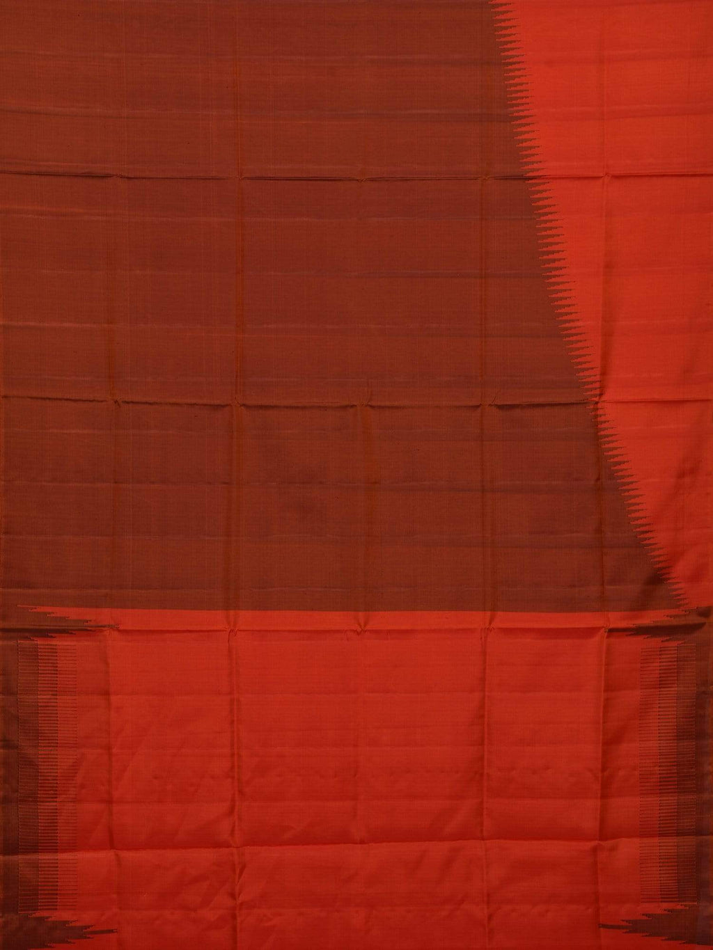 Rust Uppada Silk Handloom Saree with Raising Temple Design - Global Threads | Grocsy