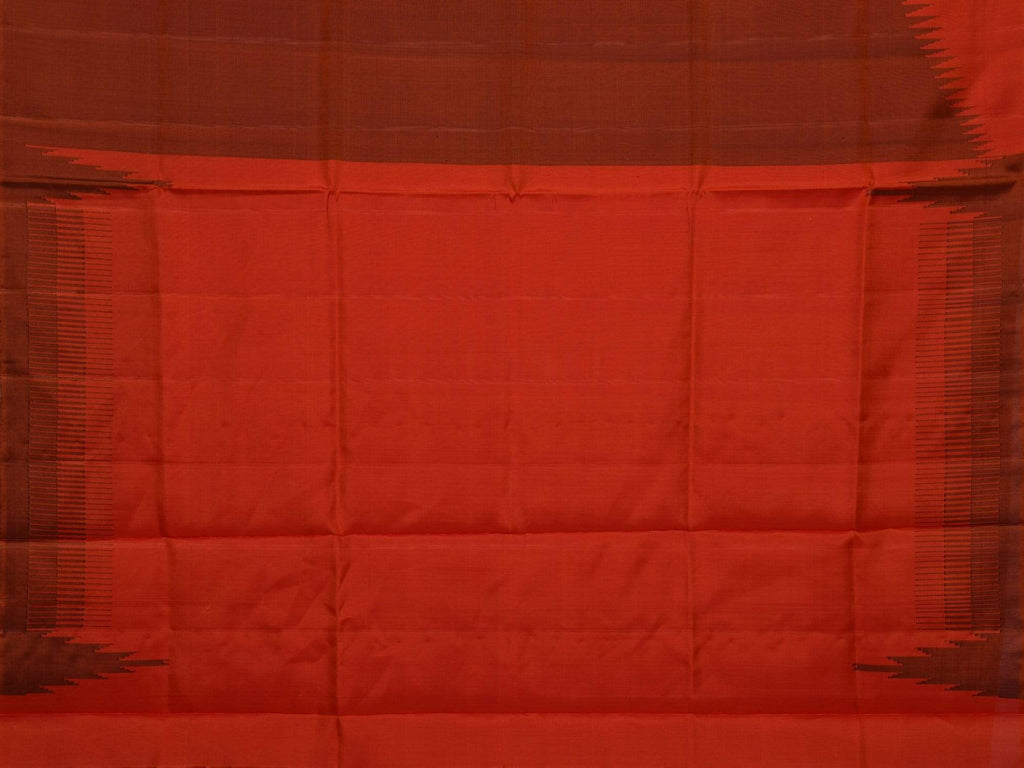Rust Uppada Silk Handloom Saree with Raising Temple Design - Global Threads | Grocsy