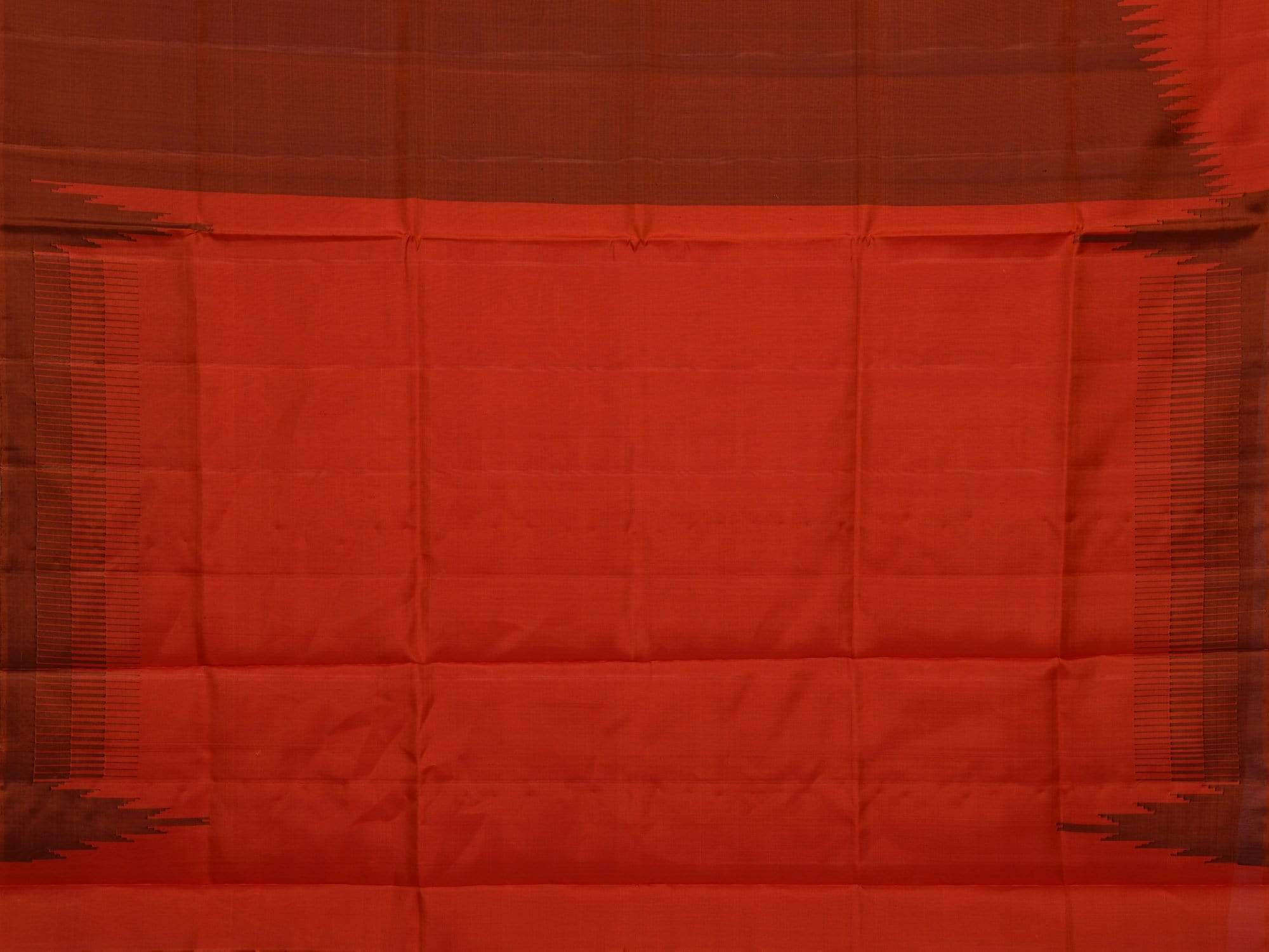 Rust Uppada Silk Handloom Saree with Raising Temple Design - Global Threads | Grocsy