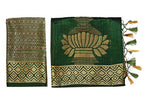 Mimosa Women's Green Kanchipuram Pure Silk Saree With Unstitched Blouse Piece | Grocsy