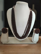 Inhanns Bloom Handmade Beaded Necklace With Earrings - 12 Layers - Coffee Necklace Set | Grocsy