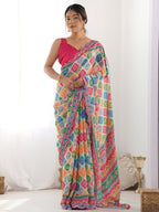 Designer Partywear Georgette Muiti Fancy Saree-Durga | Grocsy