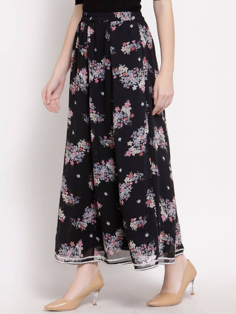 Myshka Women's Multi Georgette Na Na Printed Casual Skirt | Grocsy