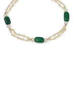 Gold-Polished White Green Pearl Beaded Anklets - Ruby Raang | Grocsy