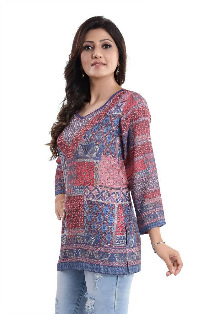 Snehal Creations Bright as the Sun Summer Cool Printed Short Kurti Tunic | Grocsy