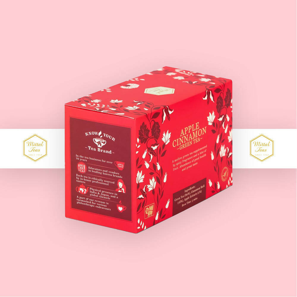 Mittal Teas Apple Cinnamon Green Tea - Eco Friendly Bags | Grocsy